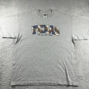 VINTAGE Texas Shirt Mens XL Tultex Gray Spell Out‎ Lone Star Sports